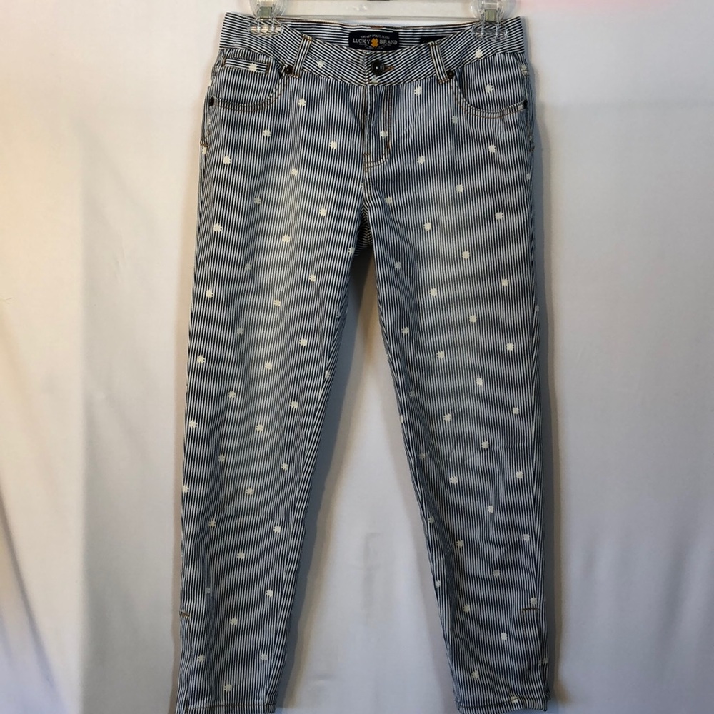 Lucky Brand Charlotte Blue & White Ankle Striped Pants/Jeans - Size 16 Girls